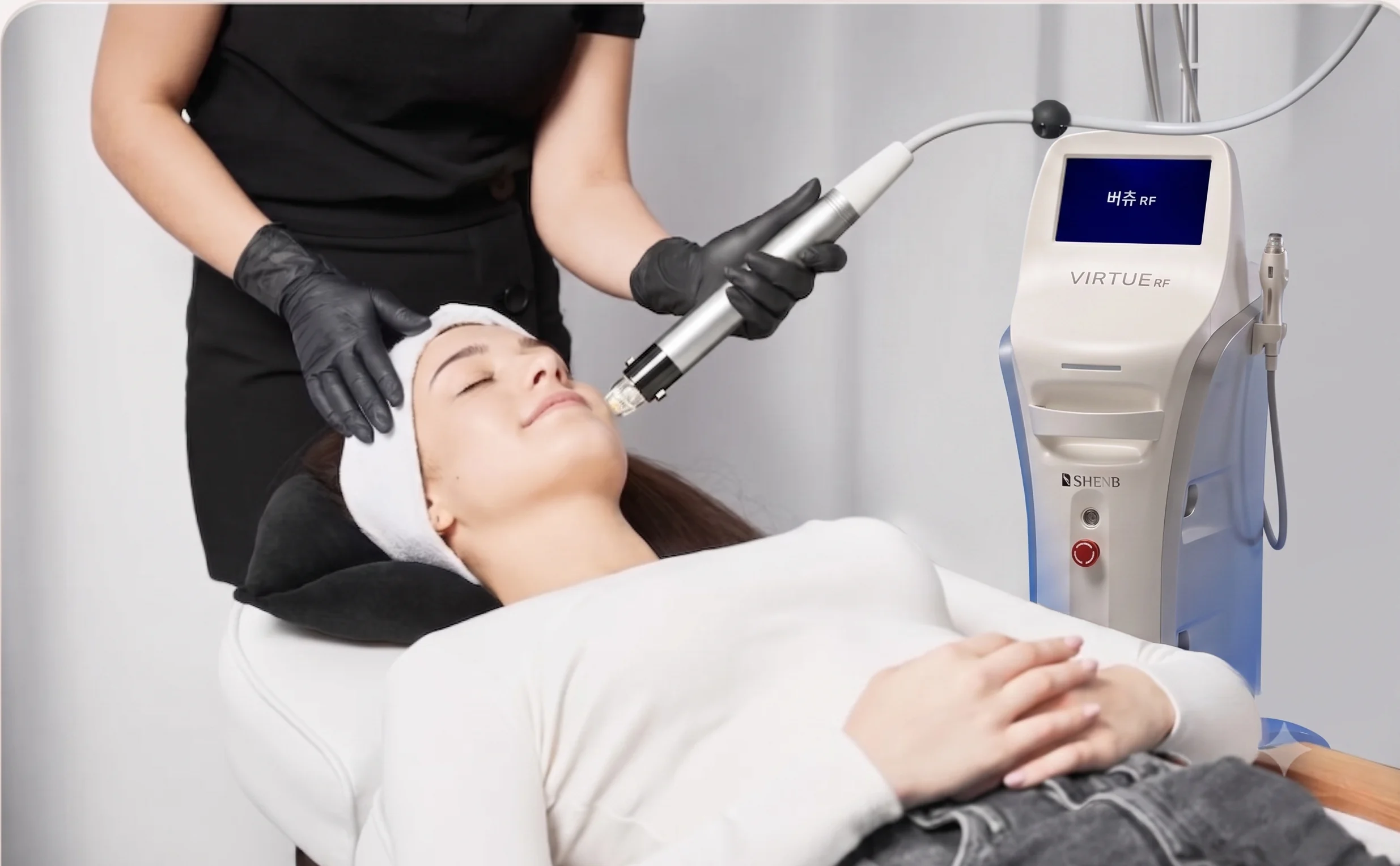 Virtue RF microneedling treatment with the Virtue RF device at SOLAÉ Dubai