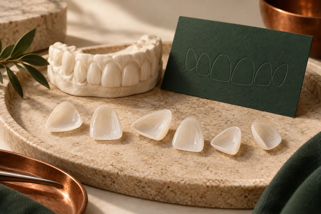 Conceptual illustration: Veneers vs. Smile Makeover in Dubai: Differences, Benefits and Treatment Options