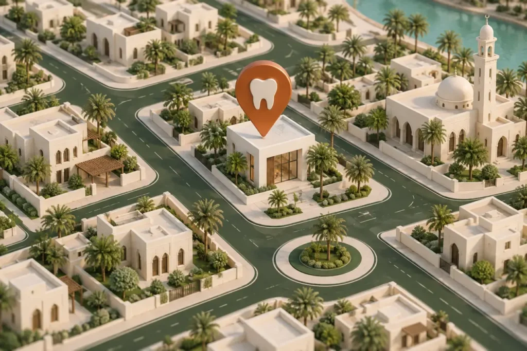 Conceptual illustration: Searching “Best Dental Clinic Near Me”? A Dubai First-Visit Checklist